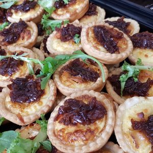 Homemade Goats Cheese Tartlets with Red Onion Relish
