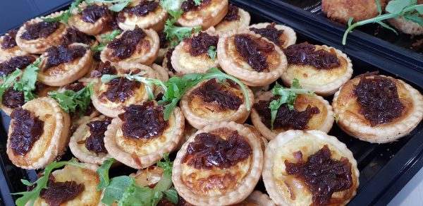 Homemade Goats Cheese Tartlets with Red Onion Relish